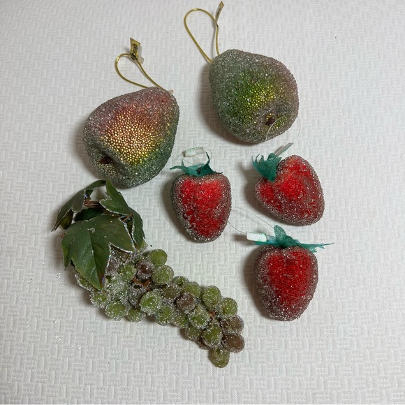 Vintage sugared faux fake fruit Pears Strawberries Grapes - Picture 11 of 13